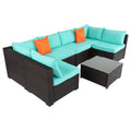 7 Pieces Wicker PE Rattan Sectional Sofa L950