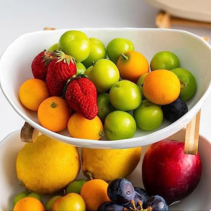 White 3 Tier Bamboo Fruit Basket X602591