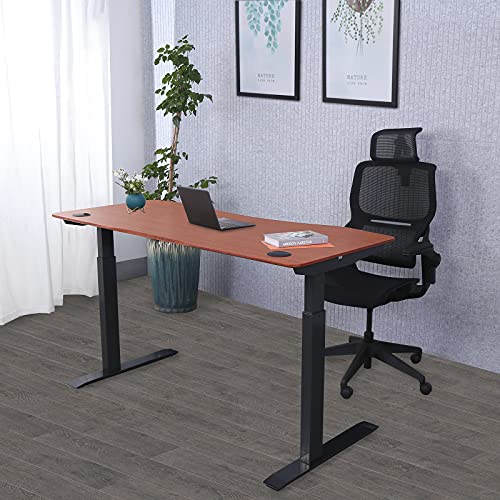 71" x 33" Electric Height Adjustable Stand up Desk with Curved Grey Top and Black Frame H50374