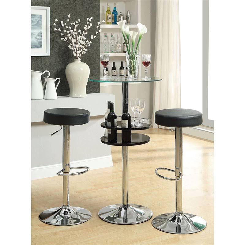 Faux Leather Round Adjustable Bar Stool in Black N170543