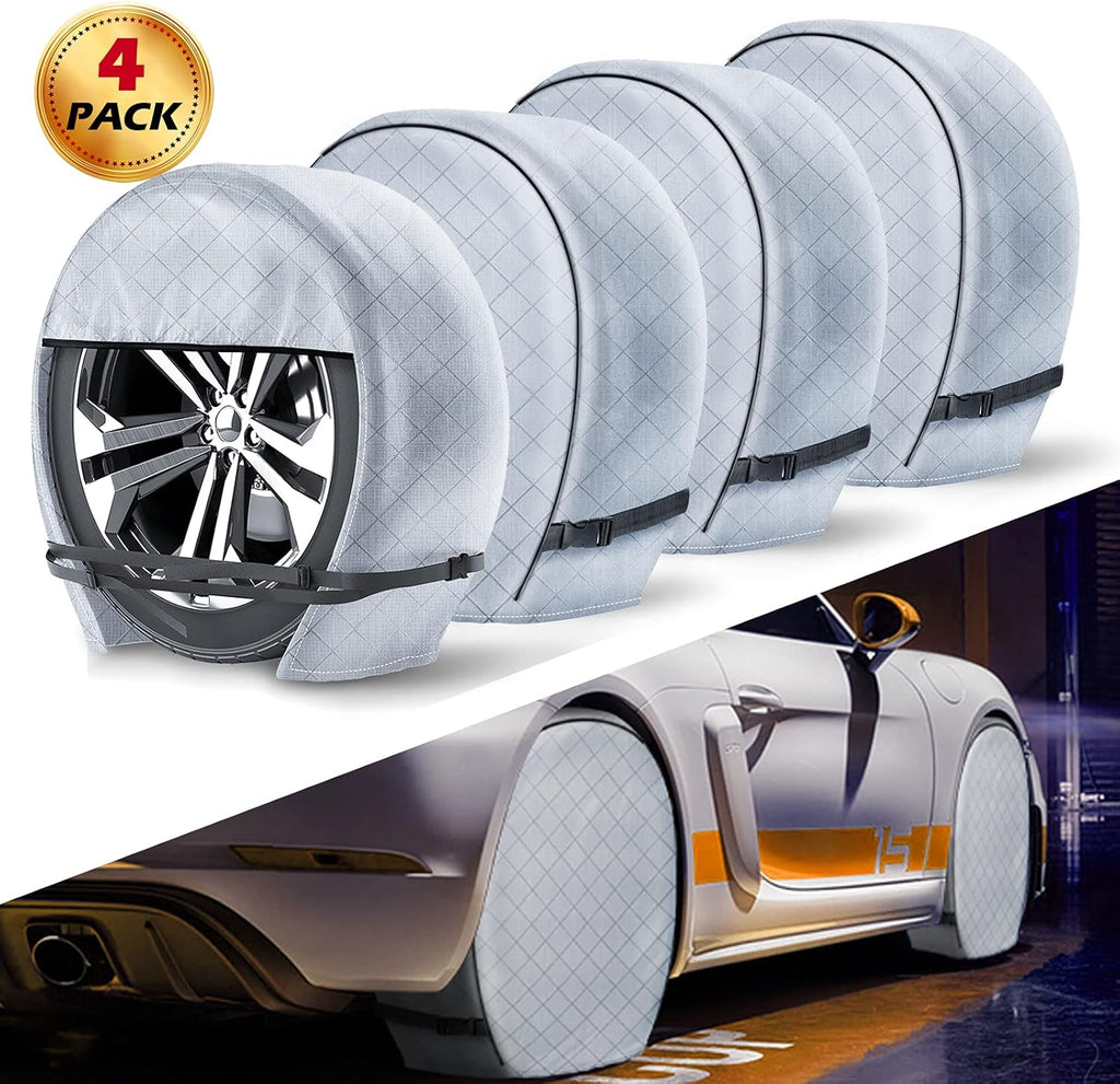 Waterproof Heavy Duty Vinyl RV Tire Covers Set of 4, Diameter 32" - 34.75", Black K5287