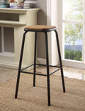 Natural & Black Bar Stool Set of 2 U7523