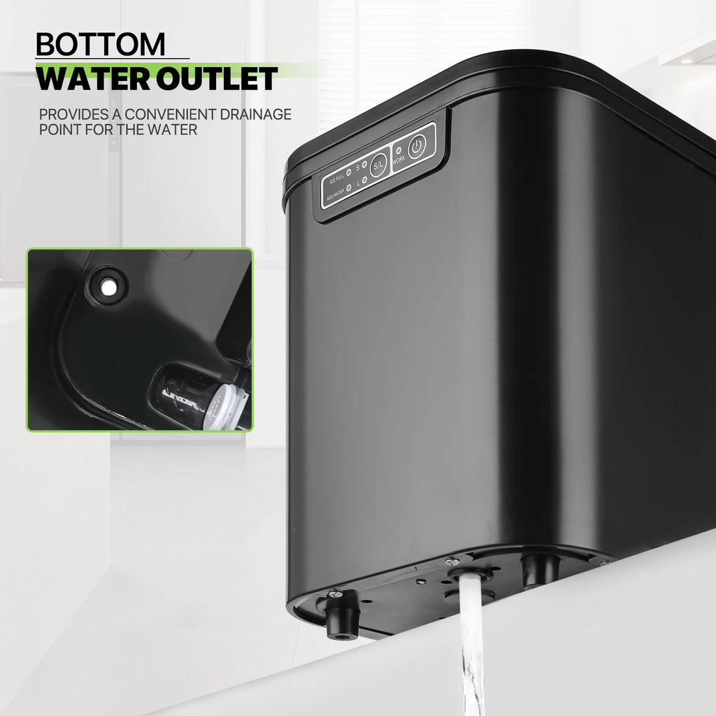 Black Countertop Ice Maker Machine with Ice Scoop and Basket H164855