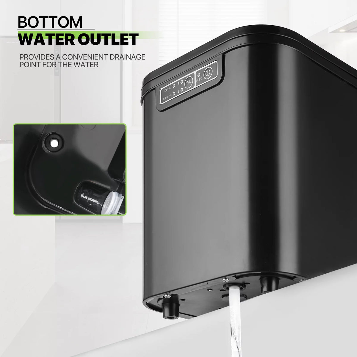 Black Countertop Ice Maker Machine with Ice Scoop and Basket H164855
