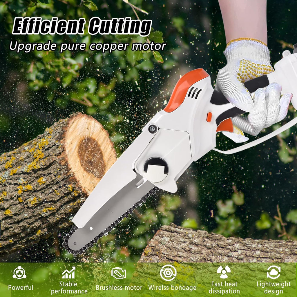 Mini Chainsaw Cordless 6'' 36V with 2 Rechargeable Batteries D371433