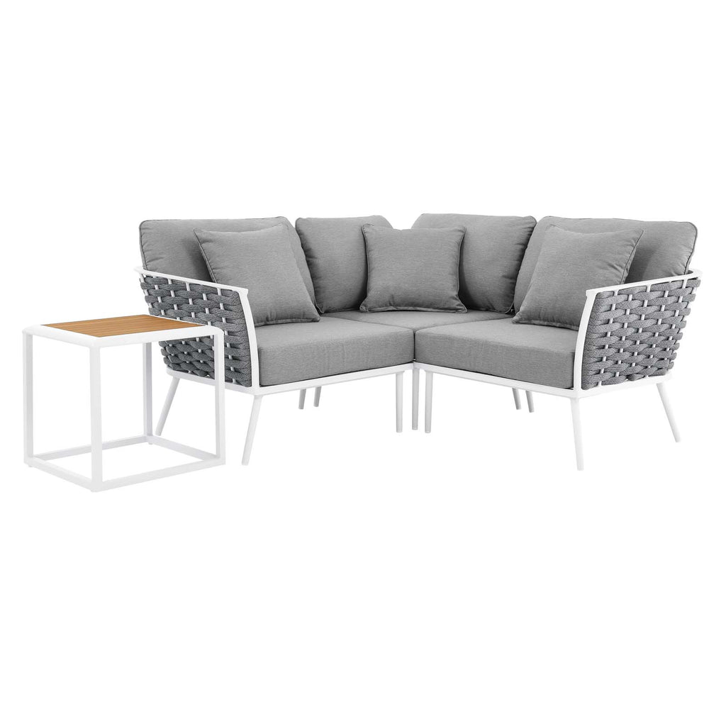 4 Piece White Gray Aluminum Patio Sectional Sofa Set K942726