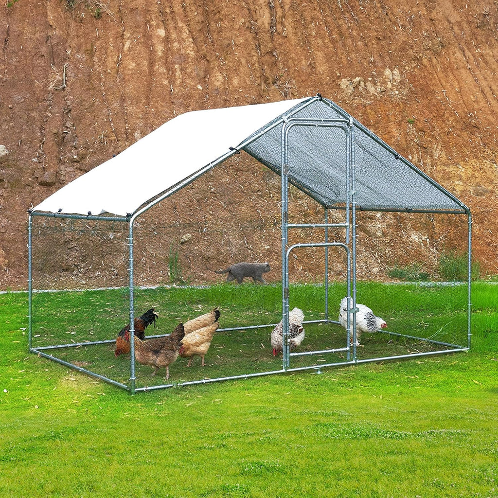 Large Metal Chicken Coop with Anti-UV Cover (9.8 * 6.6FT) X406207