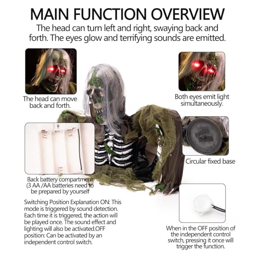 Animatronic Zombie Groundbreaker with Light and Sound X539431