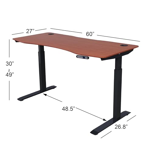 71" x 33" Electric Height Adjustable Stand up Desk with Curved Grey Top and Black Frame H50374
