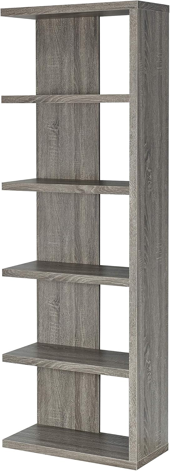 5-Tier Weathered Grey Bookcase C224