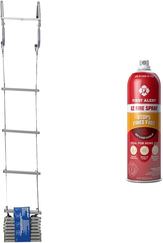 Two-Story Fire Escape Ladder, Steel, Anti-Slip, Black N72146
