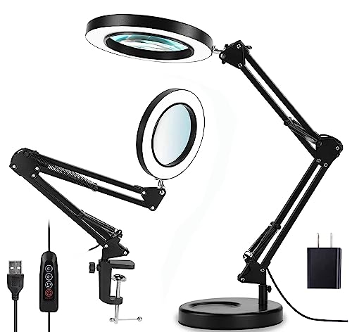 10X Magnifying Desk Lamp with Clamp, White I285