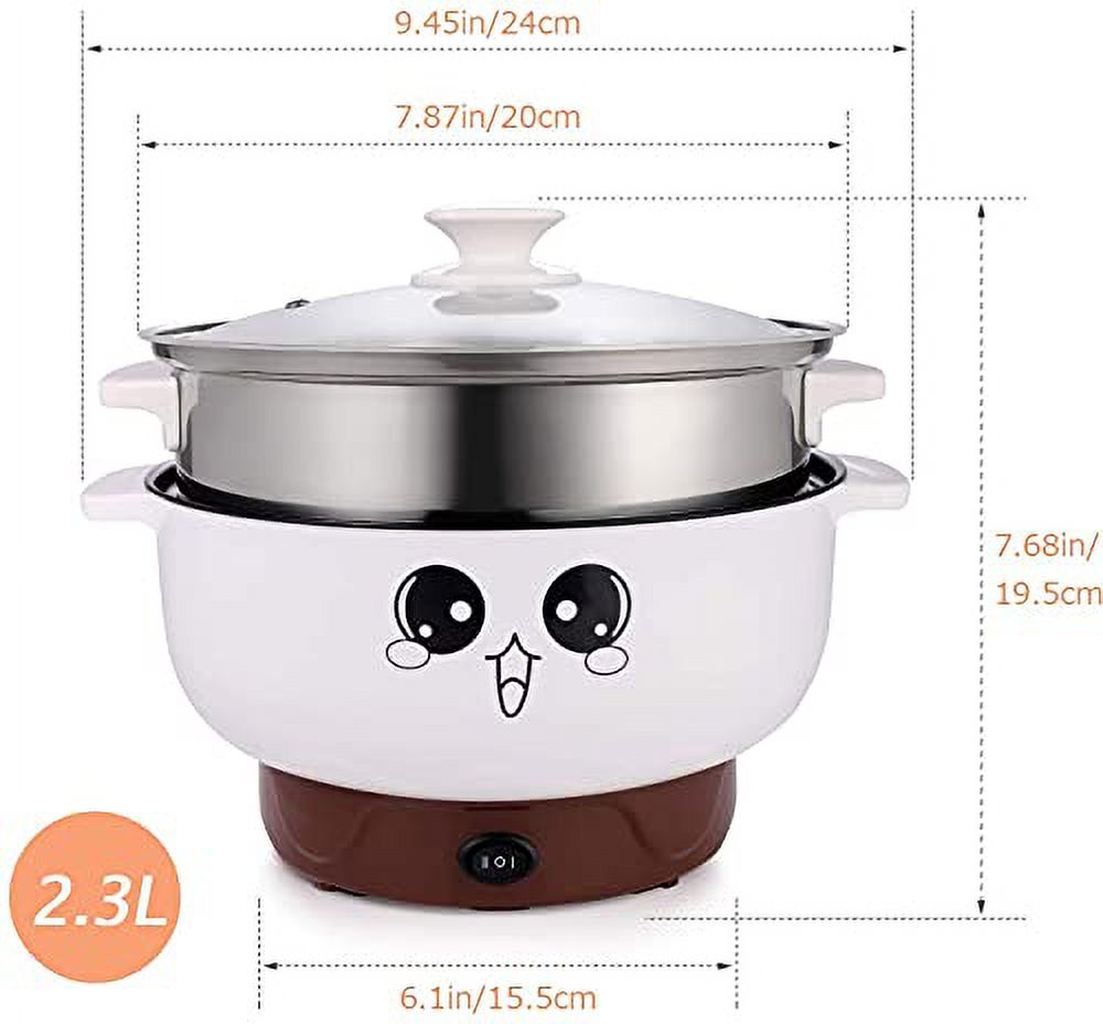 4-In-1 Electric Stainless Steel Non-Stick Hot Pot Cooker 2.3L Portable Skillet Grill Pan K983485