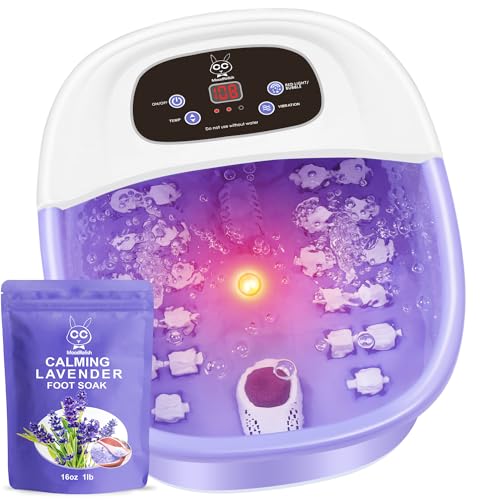 Blue Foot Spa Bath Massager with Heat Bubbles, Vibration Massage, Jets, Red Light, 22 Massage Rollers, Adjustable Temp M273