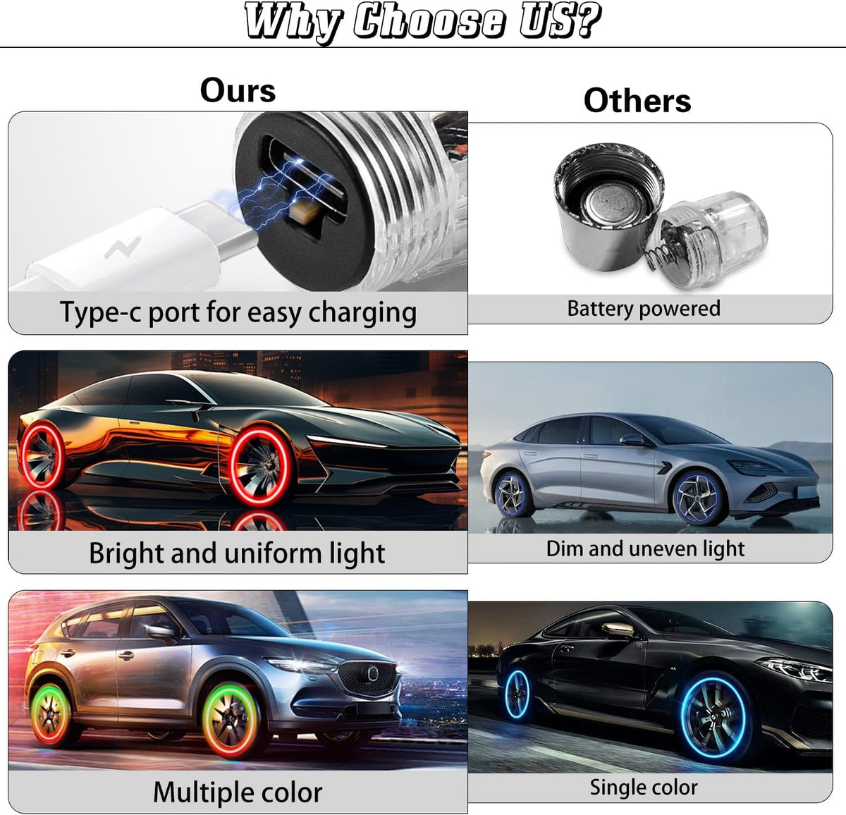 4 PCS Tire Valve Light LED Wheel Lights F10890