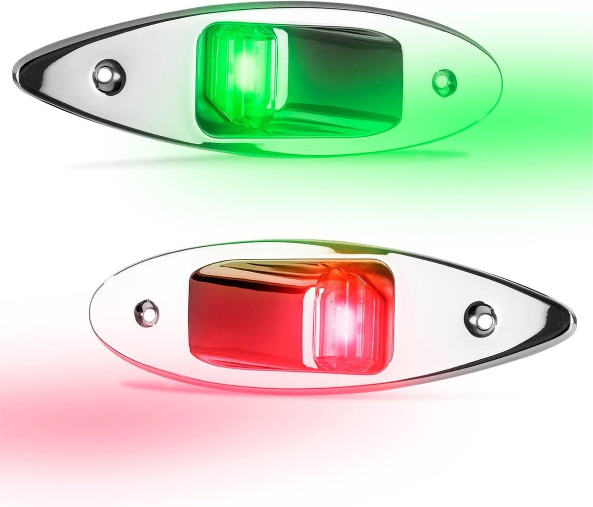 LED Navigation Side Lights, Green and Red, Stainless Steel, 12 Volts G595