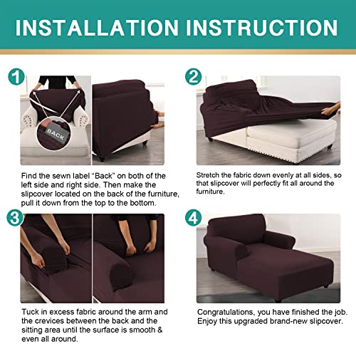 D-Copper Green Stretch Jacquard Chaise Lounge Slipcover X329761