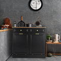 Black Double Tilt Out Trash Cabinets with Drawers Wooden Recycling Cabinet P53541