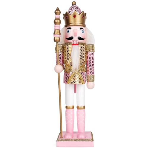 Pink Wooden Nutcracker Figure, 12” V101