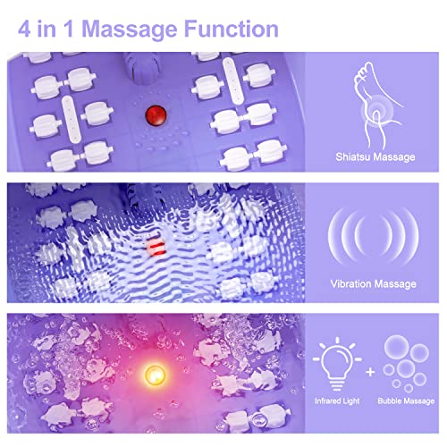 Blue Foot Spa Bath Massager with Heat Bubbles, Vibration Massage, Jets, Red Light, 22 Massage Rollers, Adjustable Temp M273