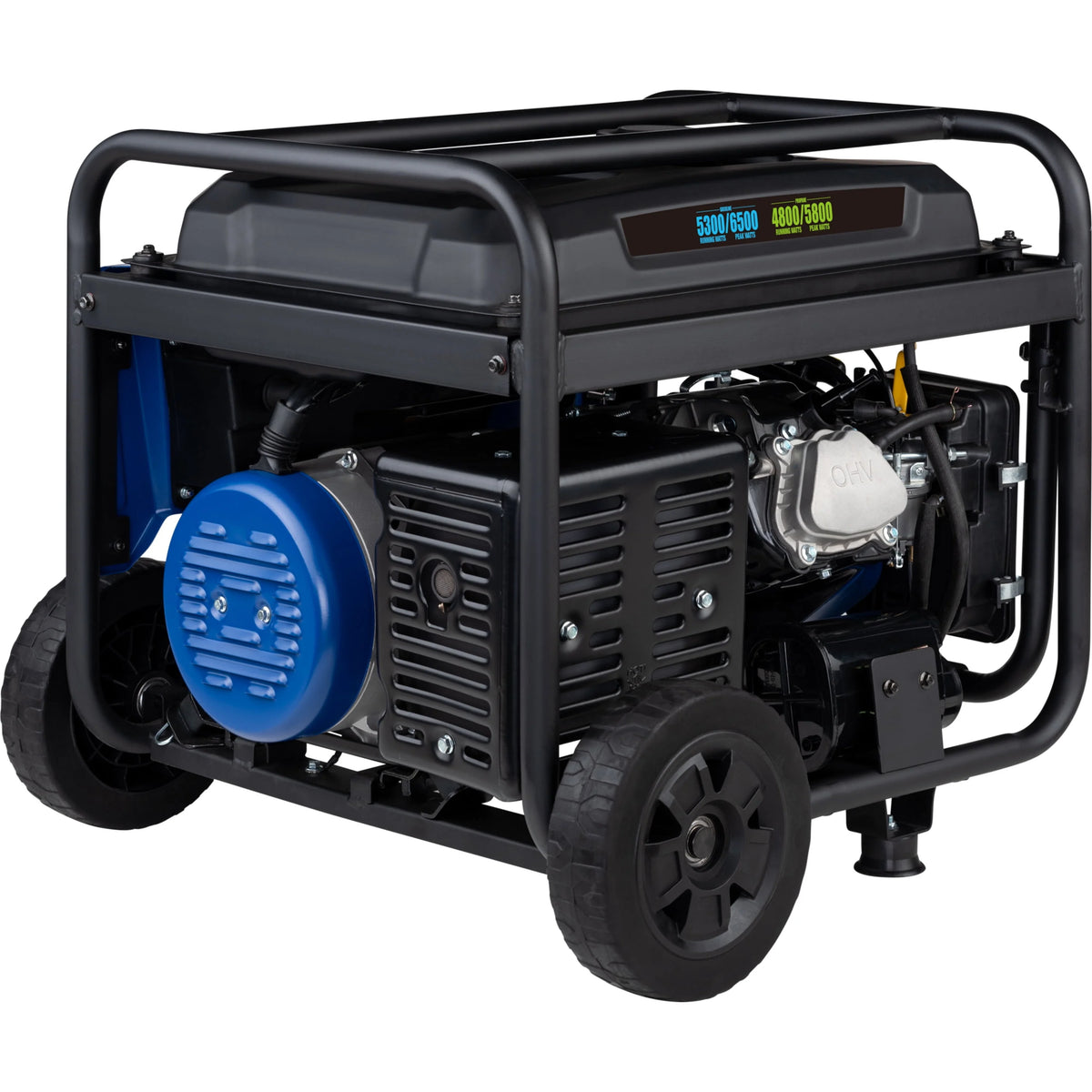 6500 Peak Watt Dual Fuel Portable Generator with CO Sensor and Wheel Kit W747