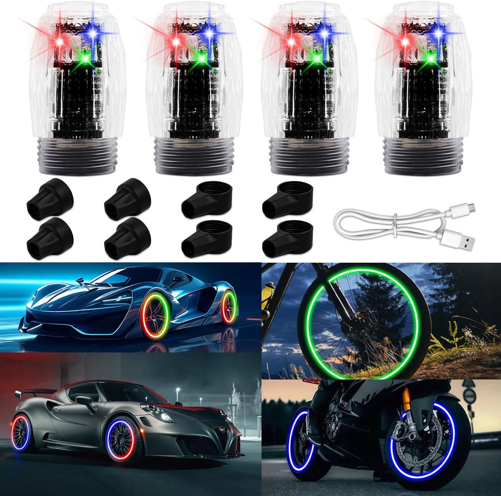 4 PCS Tire Valve Light LED Wheel Lights F10890