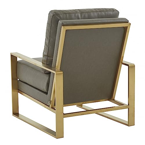 White Leather Accent Armchair with Gold Frame H72882