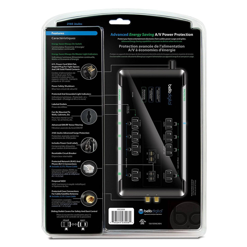 8 Outlet Energy Saving Surge Protector B69698