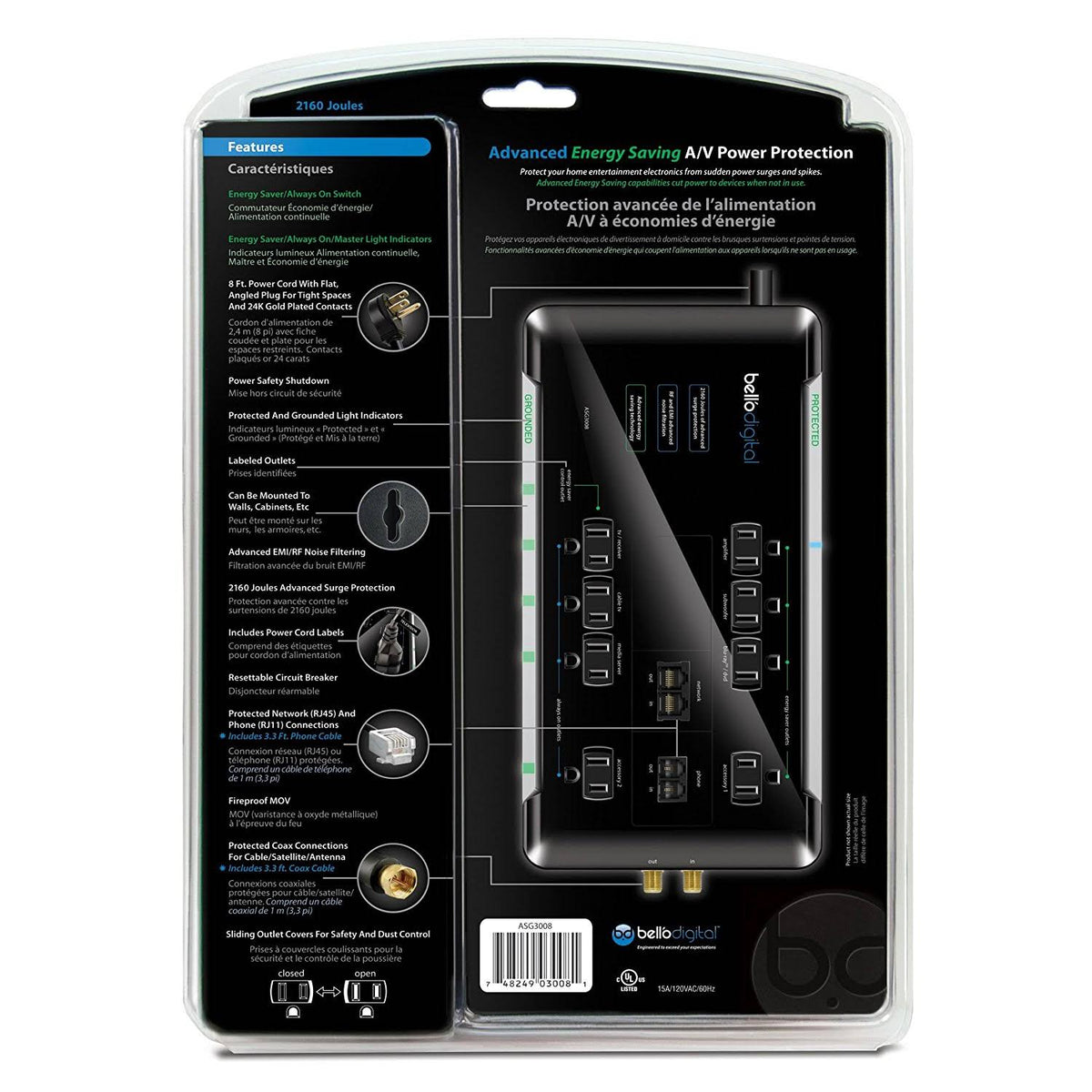 8 Outlet Energy Saving Surge Protector B69698