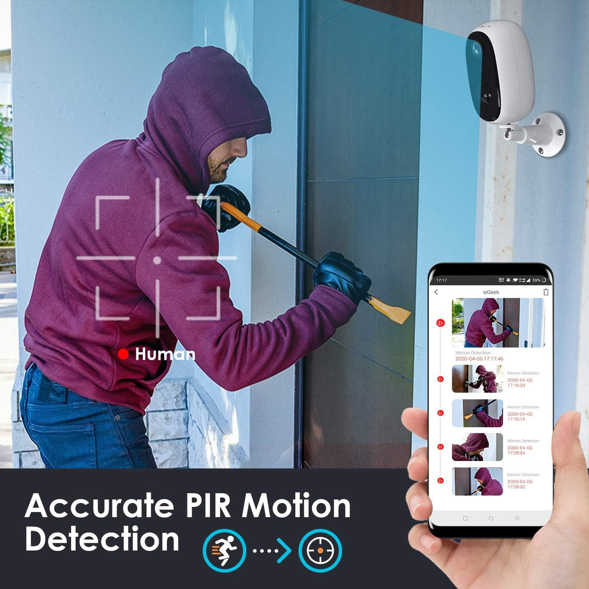 Battery Powered WiFi Wireless Security Camera 1080P Waterproof U331596