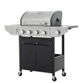 4 Burner Gas Grill with Side Burner, Stainless Steel Propane BBQ Grill with Built in Thermometer A240658