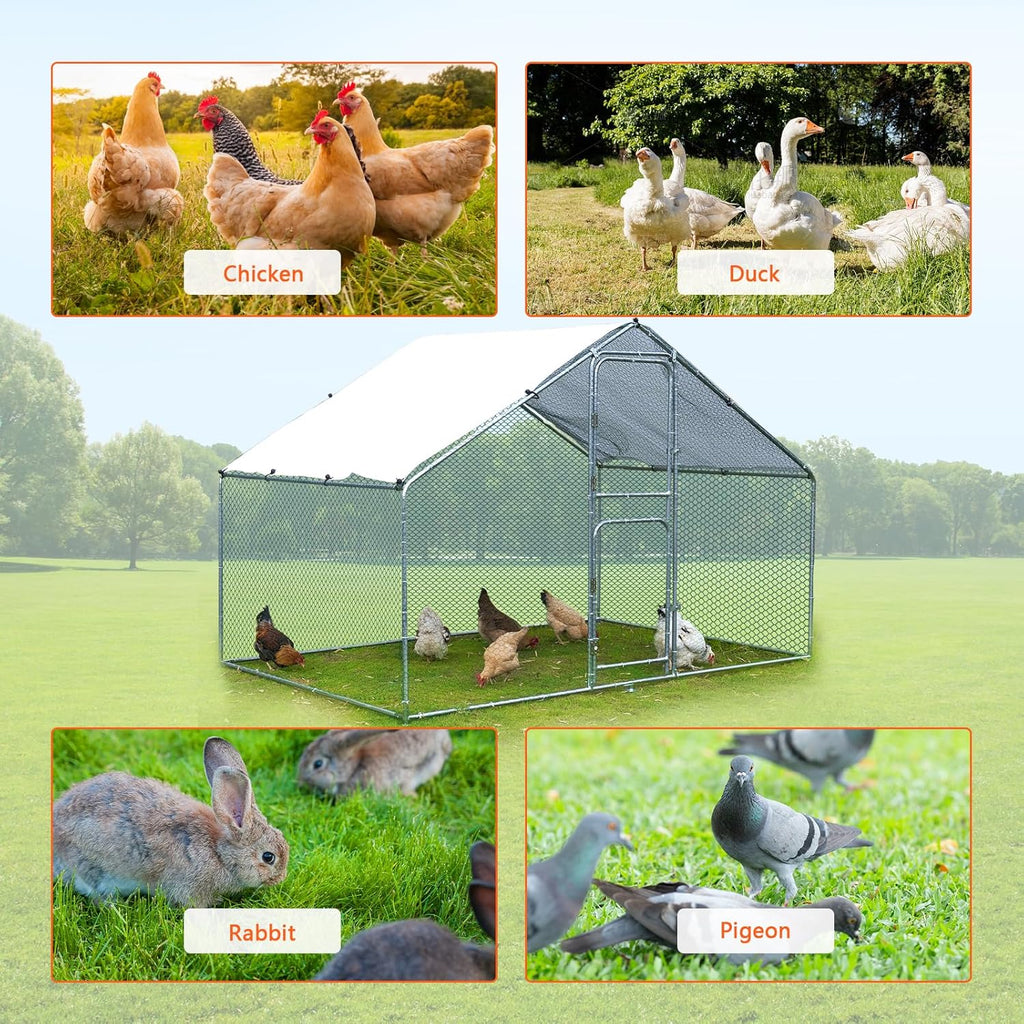 Large Metal Chicken Coop with Anti-UV Cover (9.8 * 6.6FT) X406207