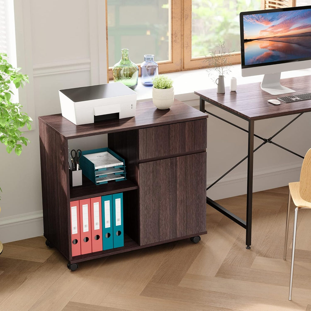 Wood File Cabinet with Storage Shelves E8128