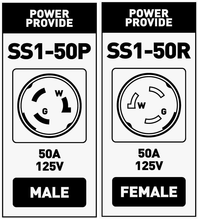 25FT 50 Amp 3 Prong Male to Female Marine Power Cord D827236