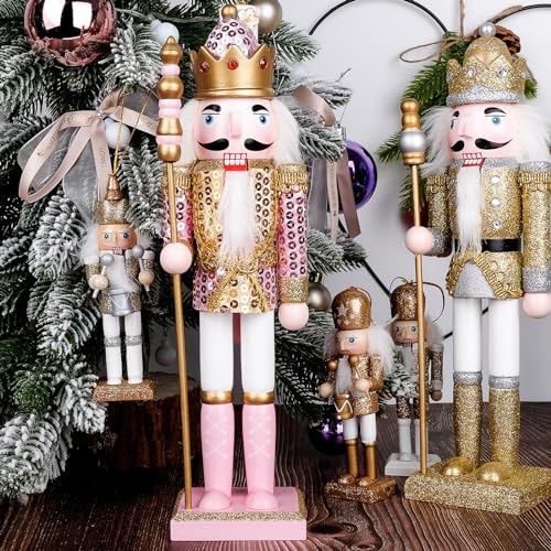 Pink Wooden Nutcracker Figure, 12” V101