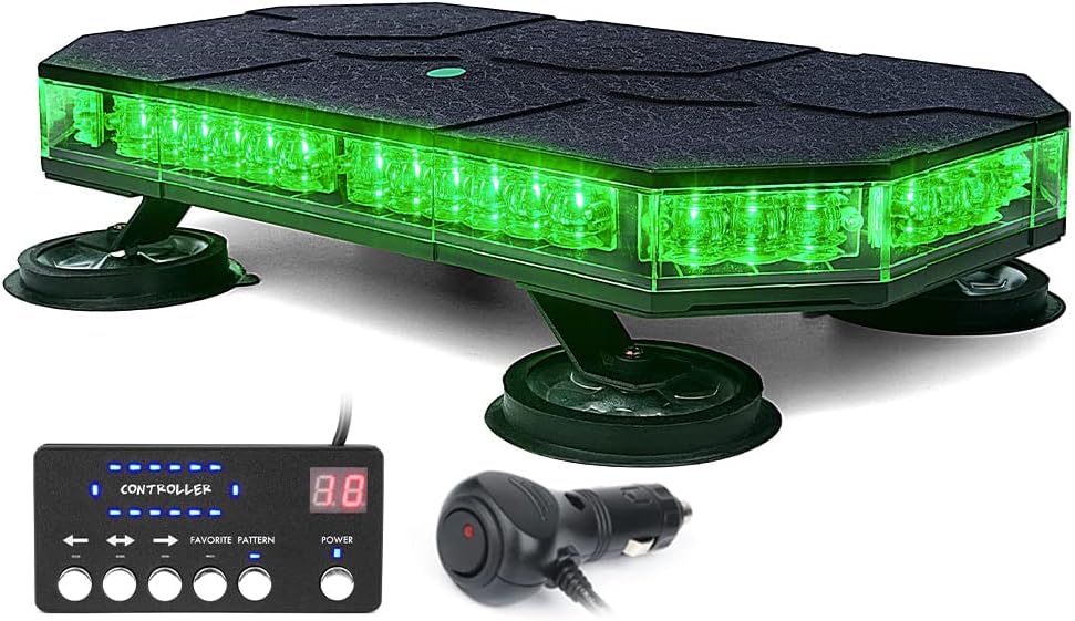 LED Rooftop Strobe Beacon Lights Magnetic Base 38 Flashing Modes White Amber Q1866