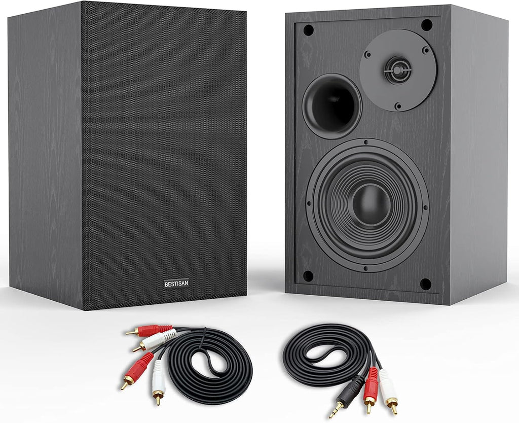 4 Inch Powered Bookshelf Speakers Set of 2 Black P12564