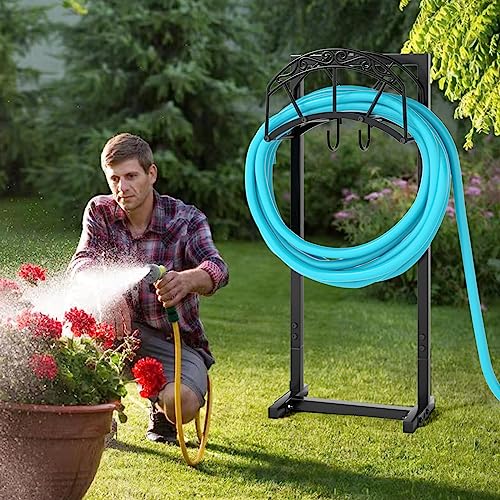 Black Freestanding Metal Hose Holder Holds 150-feet Hose E92600
