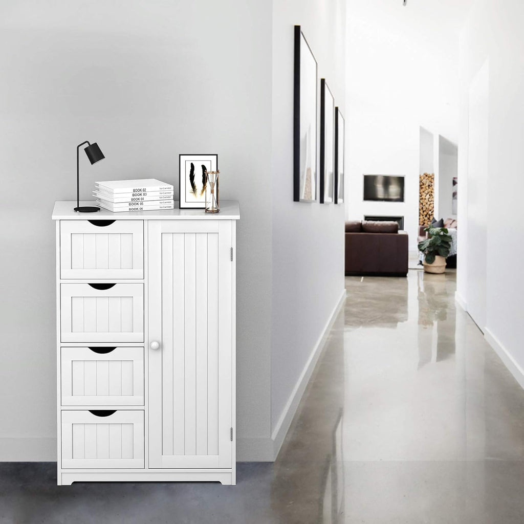 Bathroom Floor Cabinet with 4 Drawers and Door Y7605