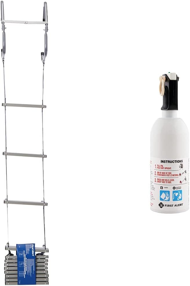 Two-Story Fire Escape Ladder, Steel, Anti-Slip, Black N72146