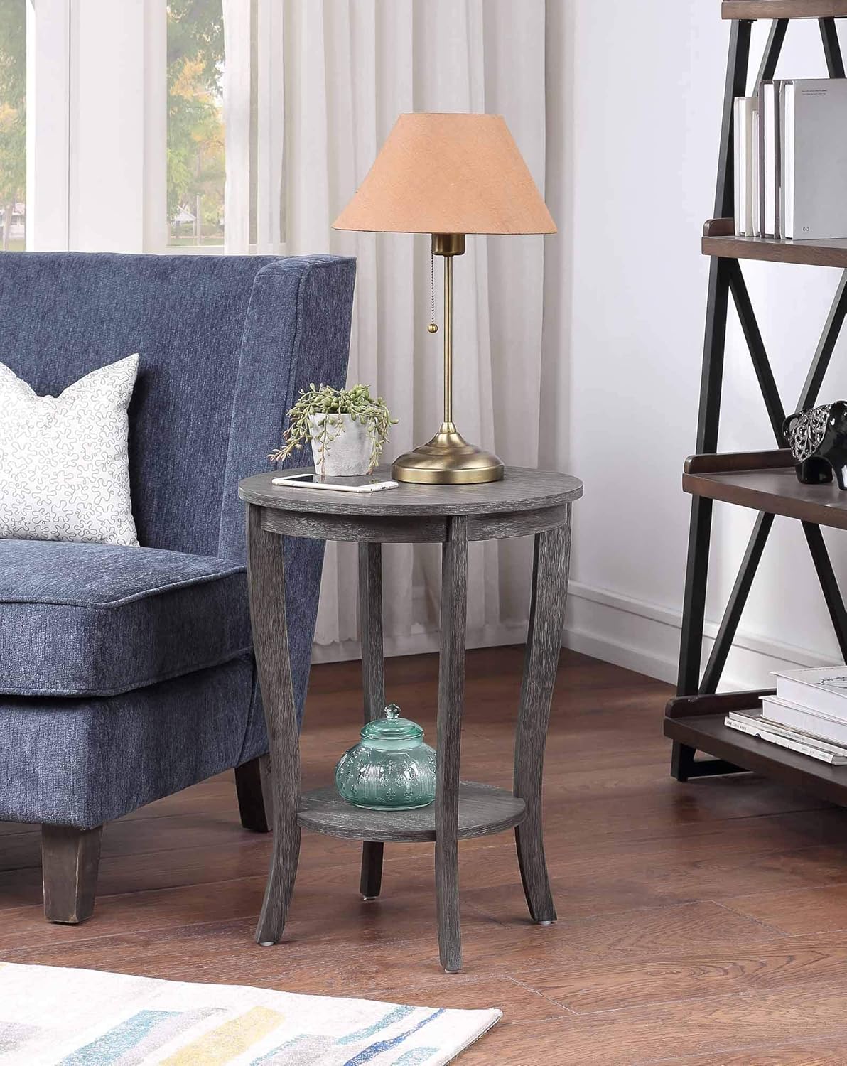White Faux Marble Round End Table I672193