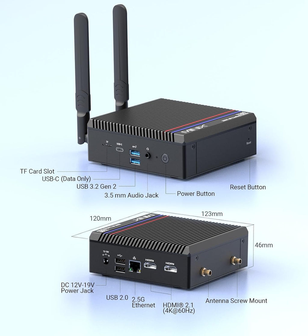 Fanless Mini PC, Intel 12th Gen N100, 16GB DDR4, 512GB SSD, Windows 11 Pro R696