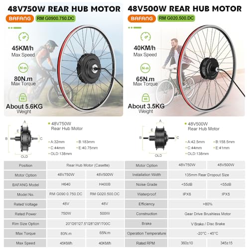 48V 500W 750W Rear Hub Motor Electric Bike Conversion Kit X4095