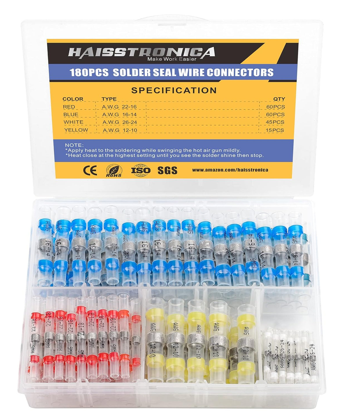 120PCS Marine Grade Heat Shrink Wire Connectors O253