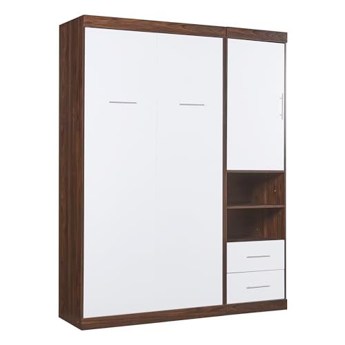 White Wood Murphy Bed with Cabinet B34672