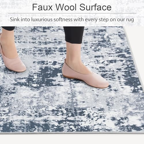 8x10 ft Grey Faux Wool Non Slip Area Rug G8454