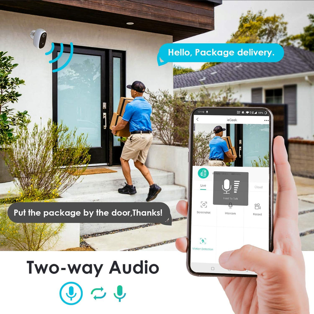Battery Powered WiFi Wireless Security Camera 1080P Waterproof U331596