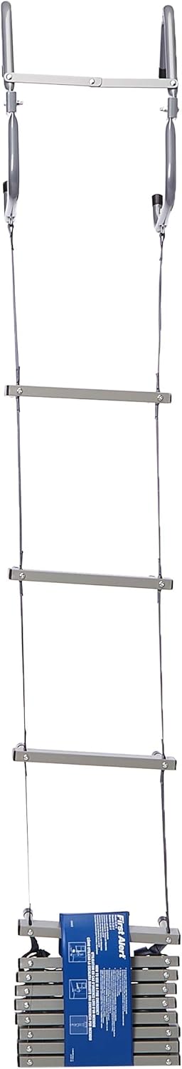 Two-Story Fire Escape Ladder, Steel, Anti-Slip, Black N72146