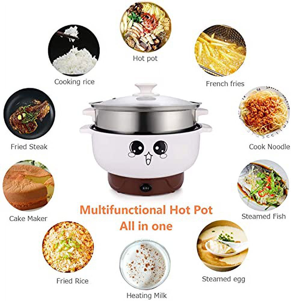 4-In-1 Electric Stainless Steel Non-Stick Hot Pot Cooker 2.3L Portable Skillet Grill Pan K983485