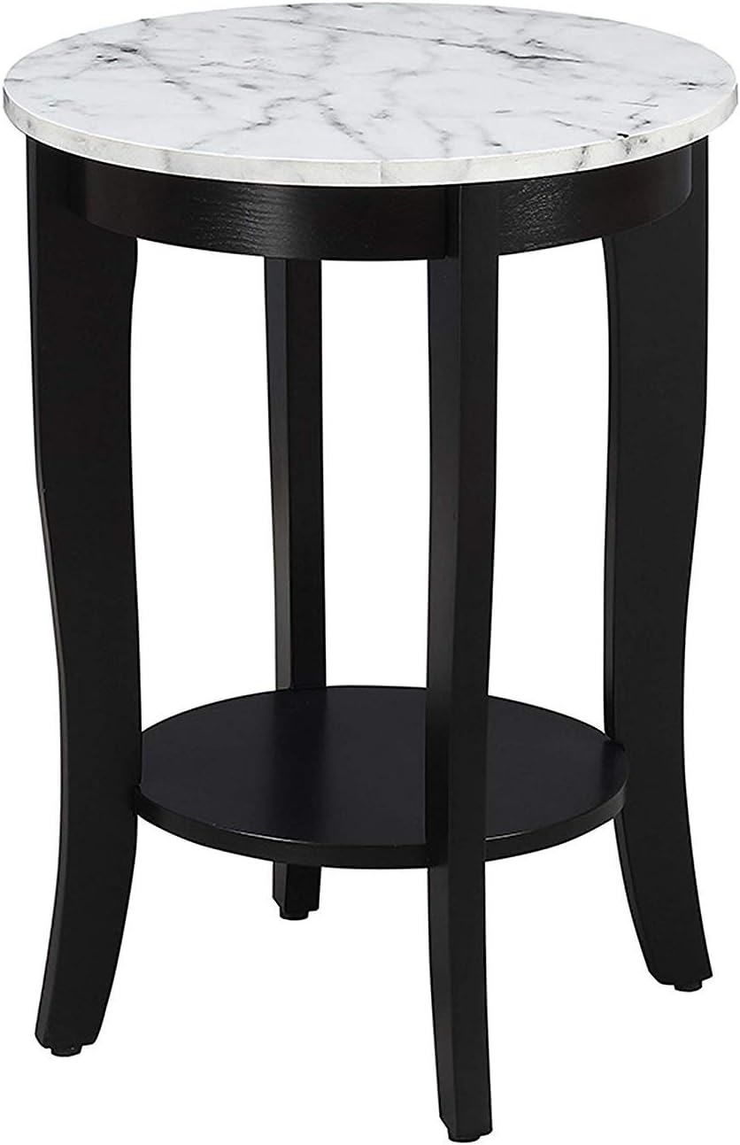 White Faux Marble Round End Table I672193